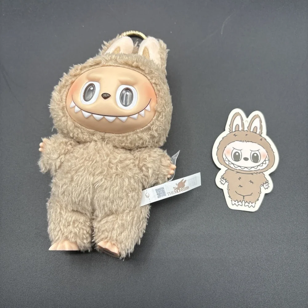 POP MART Labubu The Monsters Exciting Macaron Plush Pendant Toffee with Card